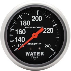 2-5/8" датчик температура воды, 120- 240`F, 6' TUBING, MECH AUTO METER #3432 Water Temperature