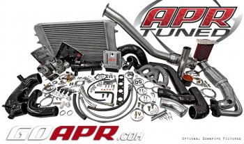 APR T3100024 Уровень III Поперечный турбо кит 2.0T c интеркулером и без ТНВД 
Литой выпускной коллектор из инконеля от компании APR
Шарикоподшипниковый турбокомпрессор APR Honeywell/Garrett Ballistic
Увеличенный корпус датчика массового расхода воздуха, разработанный компанией APR
Специальные патрубки впускной системы из цельного силикона от компании APR
Топливные форсунки и насос высокого давления FSI
Промежуточный радиатор APR
Все прилагаемые трубки и оборудование
