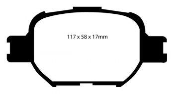 DP41325R EBC Brakes Yellowstuff Тормозные колодки перед TOYOTA Altezza, Celica, Corolla, Corolla Verso, Verossa, Will Ширина 117мм, Высота 58мм, Толщина 17мм