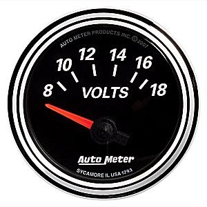 2-1/16" Вольтметр, 8-18V SSE, DESIGNER BLACK II AUTO METER #1293 Voltmeter