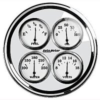 5" QUAD GAUGE, LED, OLD TYME WHITE II AUTO METER #1210