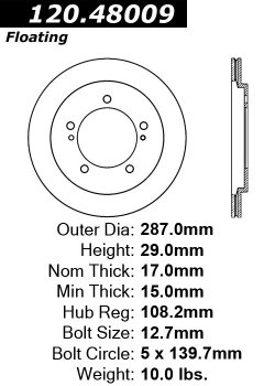 Передний тормозной диск - с перфорацией и насечками CHEVROLET, SUZUKI EDS.48009 Выпуска 1999-2004 года