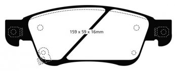 DP41807R EBC Brakes Yellowstuff Тормозные колодки перед INFINITI EX37, G37, Q60; NISSAN Skyline (V36), Skyline Coupe (V36) Ширина 159мм, Высота 59мм, Толщина 16мм