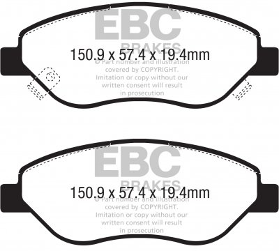 DPX2332 EBC Brakes Ultimax2 Тормозные колодки перед  FIAT Tipo выпуска 2016-2023 года