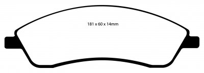 DP41692R EBC Brakes Yellowstuff Тормозные колодки перед CADILLAC CTS, SRX, STS Ширина 181мм, Высота 60мм, Толщина 14мм