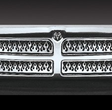 Решетка радиатораl Insert: 1994-2001 DODGE Pickup Full Size; except sport model; flamed; stainless steel Stainless Steel Grille Inserts