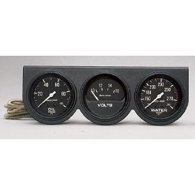 2-5/8" 3 панель приборов, OIL/VOLT/WATER, BLACK AUTO METER #2398 2398 Autogage Mechanical Oil Pressure / Voltmeter Gauge / Water Temperature
