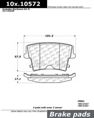 105.10572 Тормозные колодки Posi-Quiet Ceramic CHRYSLER, DODGE зад. 
