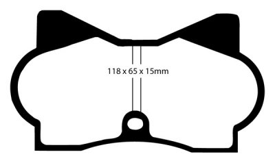 DP4180R EBC Brakes Yellowstuff Тормозные колодки перед DE TOMASO Pantera; FIAT Dino; MASERATI Bora, Kyalami, Merak Ширина 118мм, Высота 65мм, Толщина 15мм