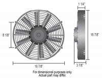 16316 DERALE Вентилятор Dyno-Cool: прямая лопасть, с термостатом 16"