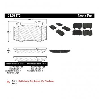 104.08472 Тормозные колодки Posi-Quiet Metallic MERCEDES-BENZ 
