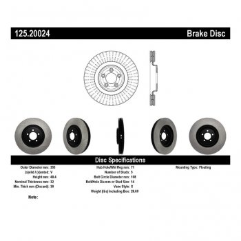 125.20024 Тормозные диски Premium JAGUAR F-TYPE, S-TYPE, XF, XJ, XK, XKR перед 