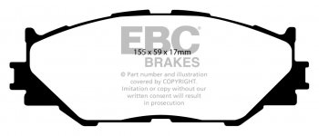 DP41772R EBC Brakes Yellowstuff Тормозные колодки перед LEXUS IS200D, IS220D, IS250, IS300h Ширина 155мм, Высота 59мм, Толщина 17мм