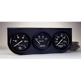 2" 3 панель приборов, OIL/ WATER/VOLT, MECH, BLACK AUTO METER #2397 2397 Autogage Mechanical Oil Pressure / Voltmeter Gauge / Water Temperature