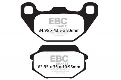 FA305TT EBC BRAKES Organic тормозные колодки  ARCTIC CAT 50, 90, 150; KAWASAKI KXF; KYMCO Agility, Like, Looker, Maxxer, MXer, MXU, People, Super; SYM HD 1999-2012 года выпуска