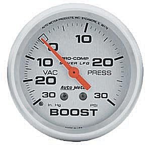 2-5/8" BOOST-VAC (давление наддува и разряжения), 30 IN. HG/30 PSI, MECH, LFG AUTO METER #4603 Vacuum / Boost