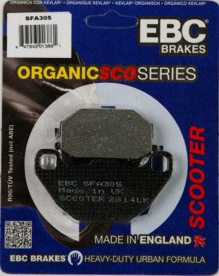 SFA305 EBC BRAKES Organic тормозные колодки  ARCTIC CAT 50, 90, 150; KAWASAKI KXF; KYMCO Agility, Like, Looker, Maxxer, MXer, MXU, People, Super; SYM HD 1999-2012 года выпуска
