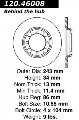 Передний тормозной диск - с перфорацией и насечками DODGE, EAGLE, MITSUBISHI PDS.46008 Выпуска 1983-1991 года