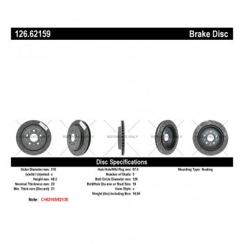 126.62159 Тормозные диски Premium CADILLAC зад правый 