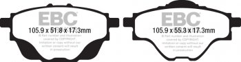 DP22197 EBC Brakes Greenstuff тормозные колодки зад CITROEN C4; OPEL / VAUXHALL Grandland X; PEUGEOT 308, 3008, 5008 SUV выпуска 2013-2018 года