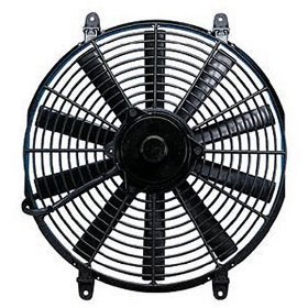 116 Flex-a-Lite Электрический вентилятор 16" симметричный   Lightweight nylon shroud is 16.50" tall by 16" wide and 3.75" thick Flows air at 2,215 cfm (cubic feet per minute) at 2,000 rpm for better air movement and better cooling Features ten 16" blades made from black plastic for lightweight and flexibility One year manufacturer warranty Draws only 11 amps  