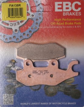 FA135R EBC BRAKES Organic тормозные колодки APACHE, BAROSSA, C F MOTO, CAN AM, DERBI, ECO, GAS-GAS, GOES, HUSQVARNA, KAWASAKI, MOTO ROMA, PUZEY, QUADZILLA, SINNIS, SUPERBYKE, SUZUKI, YAMAHA 1987-2013 года выпуска