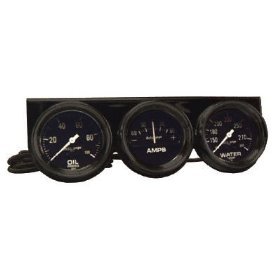 2-5/8" 3 панель приборов, OIL/AMP/WATER, MECH, BLK AUTO METER #2394 2394 Autogage Mechanical Oil Pressure, Amp and Water Temperature Gauge