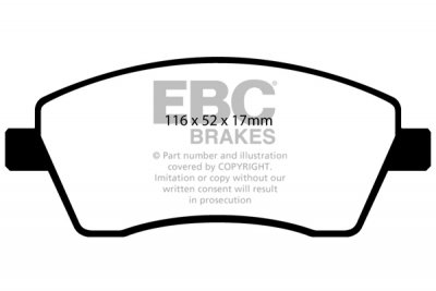 DP1485 EBC Brakes Ultimax2 тормозные колодки DACIA Dokker, Duster, Lodgy, Logan; LADA Largus, Vesta; MERCEDES-BENZ Citan; NISSAN Micra, Note; RENAULT Captur, Clio, Grand Modus, Kangoo, Megane, Modus, Zoe выпуска 2007-2023 года