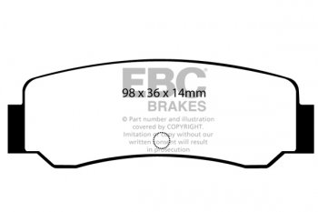 DP392  EBC Brakes Ultimax2 Тормозные колодки зад. MITSUBISHI Lancer выпуска 1984 — 1987 года