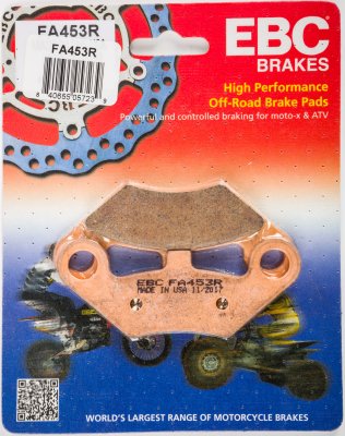 FA453R EBC BRAKES Organic тормозные колодки  C F MOTO CF; EXPLORER Atlas, Everest; GOES 360, 520, G; LINHAI CUV, Goon, Muddy; NEW FORCE QUADS Most; QUADZILLA 300, 320, 500, CUV, CVT, Quadzilla, QZ, RL, RS, Z; W.T. MOTORS WT 2004-2012 года выпуска