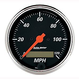 3-1/8" сподометр, 120 MPH, ELEC, BLACK/RED POINTER AUTO METER #1488 Speedometer Elec. Programmable