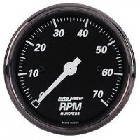 3-1/8" тахометр, 7,000 RPM, 4,6,8 CYL, ELEC, BLACK AUTO METER #1498