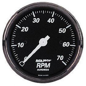 3-1/8" тахометр, 7,000 RPM, 4,6,8 CYL, ELEC, BLACK AUTO METER #1498 1498 Designer Black In-Dash Tachometer Gauge