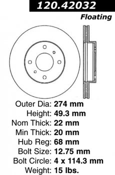Передний тормозной диск - с перфорацией и насечками NISSAN PDS.42032 Выпуска 1984-1988 года
