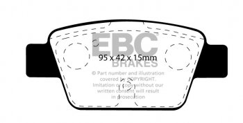 DP31381C EBC Brakes Redstuff Тормозные колодки зад. LANCIA Delta Ширина 95мм, Высота 42мм, Толщина 15мм