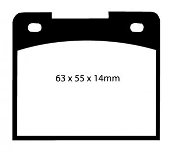 DP4114R EBC Brakes Yellowstuff Тормозные колодки перед/зад DE TOMASO, FORD, GINETTA, HILLMAN, LOTUS, MORGAN, PEUGEOT, TRIUMPH, VAUXHALL, NISSAN, VOLVO 740 Ширина 63мм, Высота 55мм, Толщина 14мм