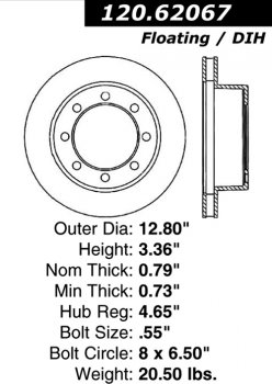 Задний тормозной диск - с перфорацией и насечками CADILLAC EDS.62067 Выпуска 2000-2008 года