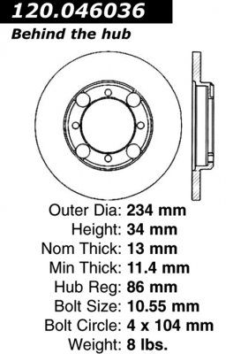 Передний тормозной диск - с перфорацией и насечками DODGE, EAGLE, MITSUBISHI PDS.46036 Выпуска 1990-1992 года