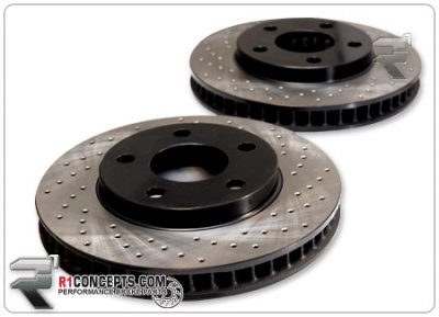R1 CONCEPTS Тормозные диски - PREMIUM - переднии сквозная перфорация/насечки LEXUS GX 470, TOYOTA 4RUNNER 