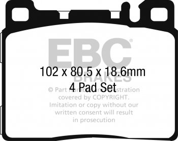 DP42281R EBC Brakes Yellowstuff Тормозные колодки зад NISSAN Primera выпуск 1999-2002 года