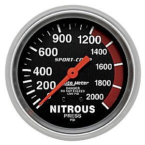 2-5/8" датчик давления нитро, 0-2000 PSI, MECH AUTO METER #3428 Nitrous Pressure