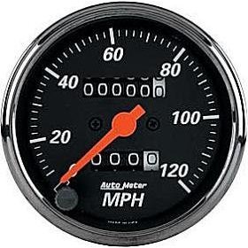 3-1/8" сподометр, 120 MPH, W/TRIP, MECH, BLACK AUTO METER #1496 1496 3 1/8" Designer Black - Speedometer - Mechanical - 120 MPH
