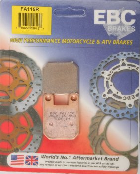 FA115R EBC BRAKES Organic тормозные колодки ALFER, APRILIA, BETA, BULTACO, C H RACING, C.Z./JAWA, CAGIVA, CPI, DAELIM, DERBI, DUCATI, EXPLORER, FACTORY, FANTIC, FB MINARELLI, GARELLI, GAS-GAS, GILERA, HONDA DALL-ARA, HONDA-HM, HRD, HUSQVARNA, ITALJET, J. 1985-2012 года выпуска