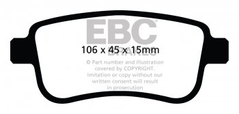 DP32025C EBC Brakes Redstuff Тормозные колодки зад. RENAULT Megane Coupe (Mk3) Ширина 106мм, Высота 45мм, Толщина 15мм