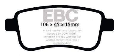 DP32025C EBC Brakes Redstuff Тормозные колодки зад. RENAULT Megane Coupe (Mk3) Ширина 106мм, Высота 45мм, Толщина 15мм