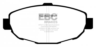 DP41007R EBC Brakes Yellowstuff Тормозные колодки перед LEXUS SC400, Soarer; TOYOTA Aristo, Soarer Ширина 144мм, Высота 69мм, Толщина 18мм