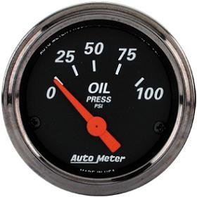 2" Давление масла, 0-100 PSI, ELEC, BLACK AUTO METER #1427 1427 2 1/16" Designer Black - Oil Pressure Gauge - 0-100 PSI