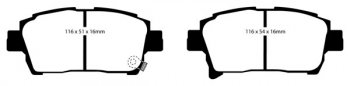 DP41459R EBC Brakes Yellowstuff Тормозные колодки SCION, TOYOTA XA, XB, Echo, Prius, MR2 SCION XA 1.5 2003 and up; SCION XB 1.5 2003 thru 2007; TOYOTA Echo 1.5 2004 and up; TOYOTA MR2 1.8 2003 and up; TOYOTA Prius 1.5 2003 and up;