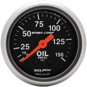 2" Давление масла, 0-150 PSI, MECH, SPORT-COMP AUTO METER #3323 Oil Pressure