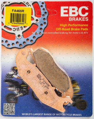 FA465R EBC BRAKES Organic тормозные колодки  AJP PR5; DERBI Cross, Mulhacen, Terra; FANTIC TF, TX, TZ; HONDA CRF; HONDA-HM CRE; RIEJU Marathon, MTR, Tango; SCORPA T-Ride 2007-2012 года выпуска
